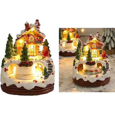 Maison lumineuse et musicale en résine, décoration de bureau festive (1/4)