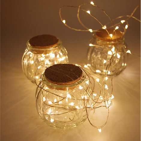2 m lange, batteriebetriebene Lichterkette mit 20 LEDs, Kupferdraht, Weihnachtsdekoration (1/5)