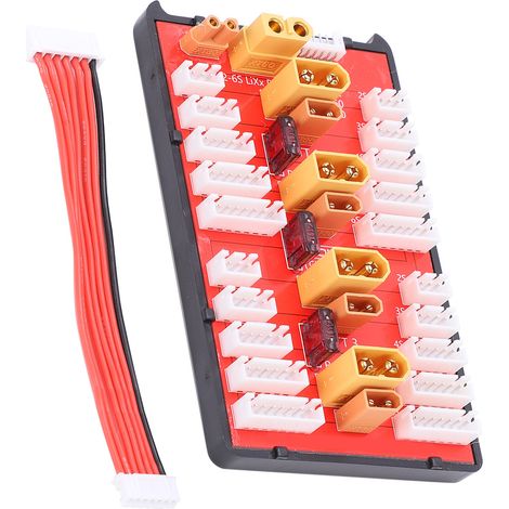 Carte de charge parallèle XT60+XT30 2 en 1 compatible avec 4 batteries LiPo 2S6S pour modèles RC (pièce détachée) (1/5)