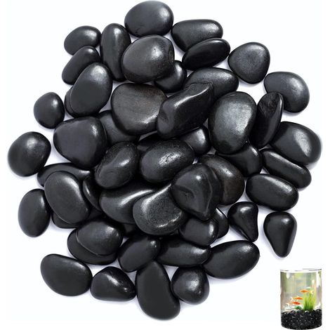 Galets De Rivière Noirs - 1kg - Pierre Naturelle Polie - Drainage Et Décoration - Jardin Aquarium Vase - 4-8 cm (1/5)