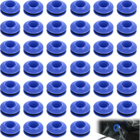 Lot de 30 œillets en plastique pour bâche, lot de 30 œillets bleus, pour bâches, œillets ronds en plastique, pour bâches, textiles, bâches, rideaux, tentes, bâche de piscine (28 x 28 x 12 mm) (1/5)