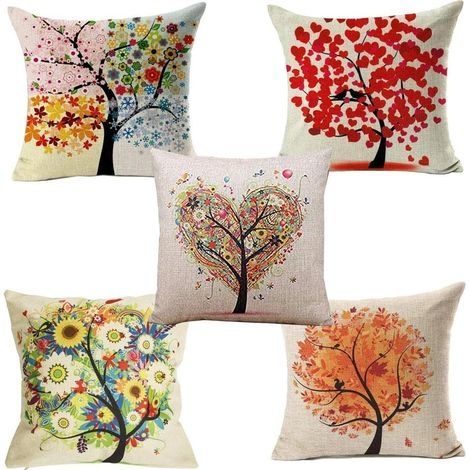 5 Pcs (45x 45cm) Taie d'oreiller Canapé Doux Coton Linge Housse de Coussin De Voiture -Maison- Lit Décor -Housse de Coussin Decoratif pour Canapé Multi-coloré (1/5)