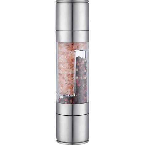 Moulin à poivre manuel 2 en 1 en acier inoxydable – Grossièreté réglable, moulin à épices rechargeable pour tous types d'épices – Un indispensable de la cuisine (1/3)