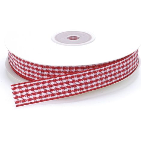 Nastro a quadretti rosso fragola bianchi, mm 15 x 25 m