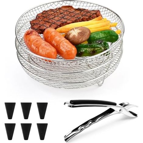 Accessoires Air Fryer Grille de Cuisson Antiadhésive Air Fryer Grille Air Fryer Moule Air Fryer Grille de Cuisson Air Fryer Grille de Cuisson Reutilisable Air Fryer pour Frites Ailes de Poulet (1/5)