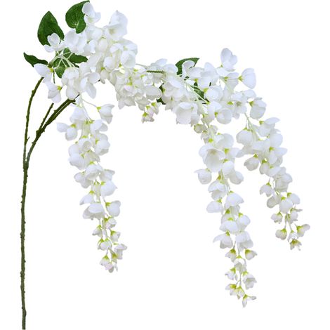 Glycine artificielle en fil de fer, tissu en soie, fausse fleur de vigne pour décoration de mariage et de maison, longueur 97cm, blanc (1/5)