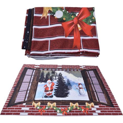 Tapisserie murale de Noël avec motif bonhomme de neige et Père Noël, fond photo, décoration pour la maison et la chambre, 230 x 180 cm / 90,6 x 70,9 pouces (1/5)