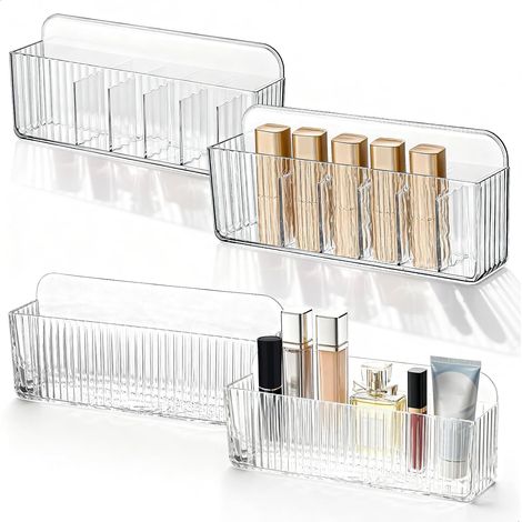 Make-up-Organizer – 2er-Set – Transparenter Kunststoff – Kein Bohren erforderlich – Für Badezimmer und Büro (1/5)
