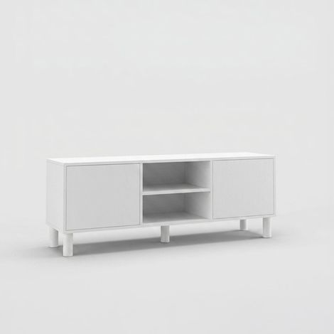 TV-Lowboard mit Türen und Regalböden 160 cm Ruvan - Weiß (1/4)