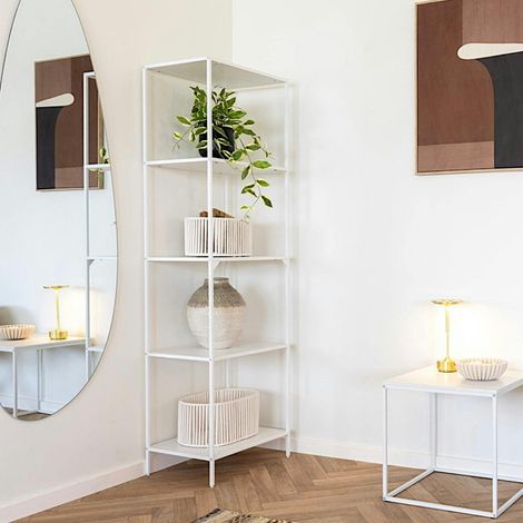 Meuble colonne blanc 5 plateaux VARDE (1/3)