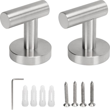 Crochets pour serviettes en acier inoxydable 304 mural robuste porte-robe pour manteau chapeau salle de bain cuisine argenté 2 pcs (1/5)