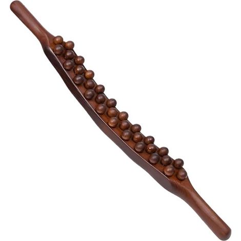 Rodillo de masaje de madera con 31 cuentas, bastón de masaje para drenaje linfático, herramienta de relajación muscular gua sha, rodillo corporal de madera hecho a mano para espalda, piernas y cuello. (1/5)