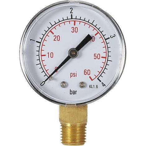 Manomètre hydraulique pour filtre de piscine, 50 mm, 0 à 60 psi (0 à 4 bar), filetage NPT 1/4" - Perfect2 (1/4)