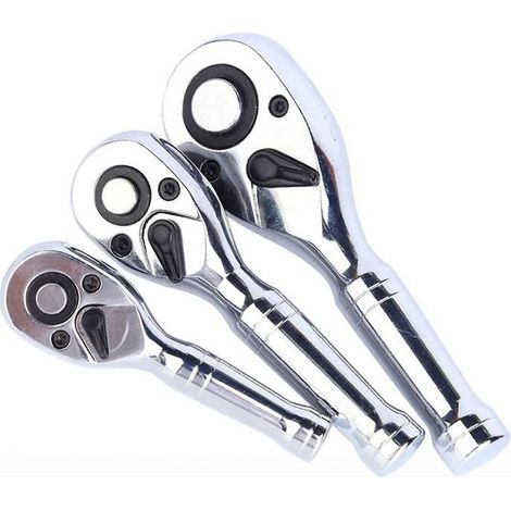 Jeu de 3 mini-clés à cliquet réversibles 1/4'-3/8'-1/2', clé à cliquet 72 dents, outils de réparation automobile (1/5)