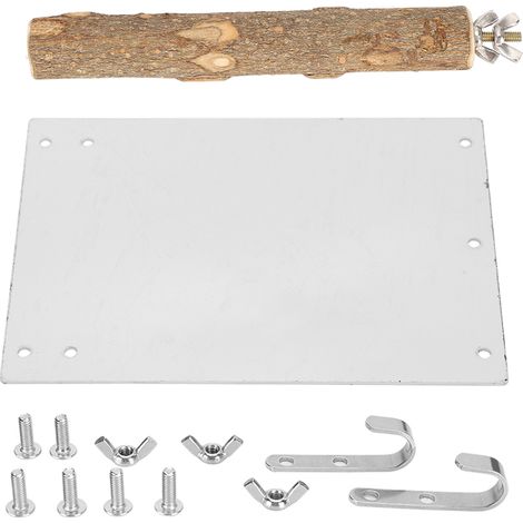 Miroir pour perroquets de taille moyenne et petite en acier inoxydable, avec tige sur pied en bois, accessoire de cage à oiseaux (1/5)