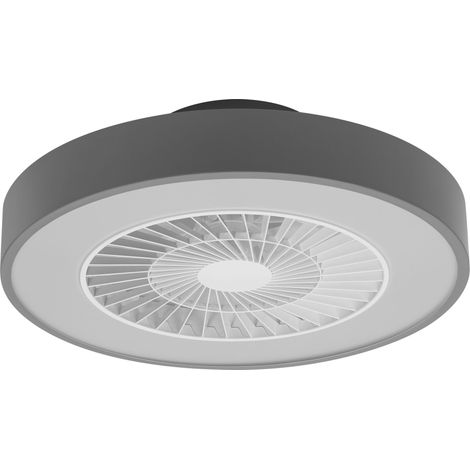 OSRAM Ventilateur de plafond WiFi avec éclairage LED, couleur de lumière blanc chaud à blanc lumière du jour, 2500 lumens, contrôle WiFi et télécommande, dimmable, 78W, gris