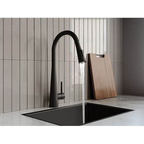 Rubinetto per cucina con doccetta estraibile in Acciaio inossidabile Nero opaco - RONA (1/4)
