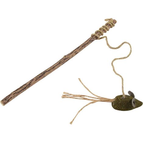 Canne à Pêche pour Chat "Souris" 25cm Naturel (1/3)