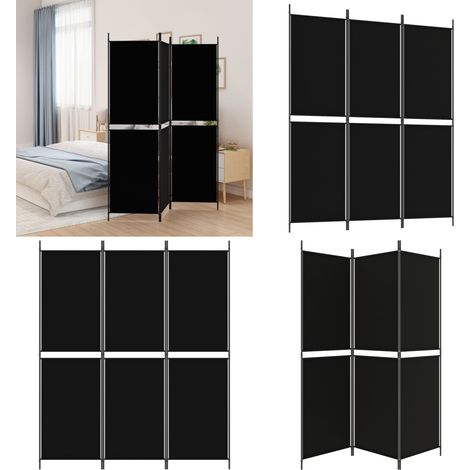 3-tlg. Paravent Schwarz 150x180 cm Stoff - Raumteiler - Wand (1/5)