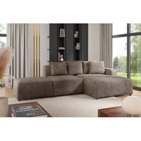 Ecksofa Designersofa MEGAN XS inkl. Hocker Stoff Poso Cappuccino Ottomane Rechts (1/3)