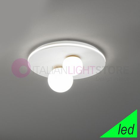 Plafoniera in metallo verniciato bianco Ball LED 38W 3000K CRI80 2470Lm 2 vetri d.40cm (1/5)