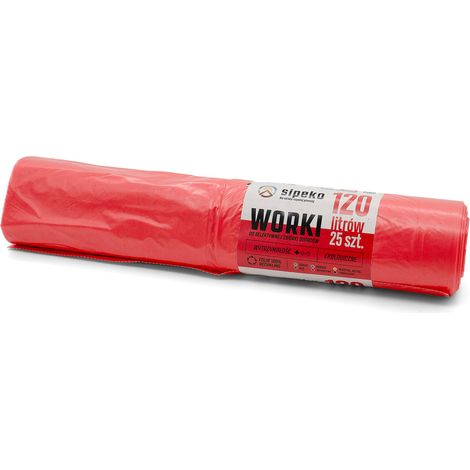 Bolsas de basura de 120 l, rojas, LDPE, 25 unidades. (1/5)