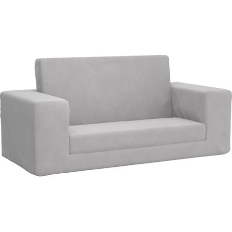 Canapé-lit,Canapé convertible enfants 2 places gris clair peluche douce CFW49029 (1/5)
