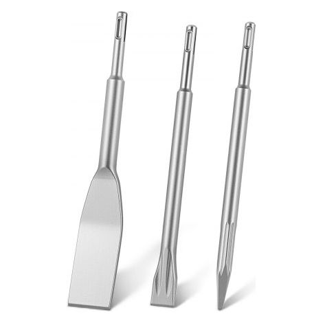 Juego de Cinceles SDS Plus, 3 Piezas, Accesorios para Herramientas Eléctricas, Cinceles Puntiagudo y Planos para Martillo de Impacto, para Quitar Azulejos Baldosas, para Concreto Mampostería (1/5)