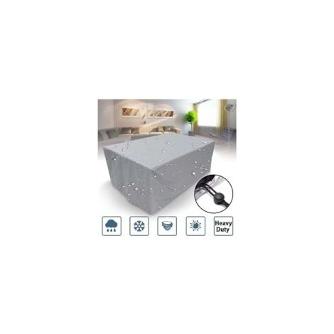 Funda para muebles de jardín de 140x140x90cm, de tela Oxford, protectora para muebles, impermeable, para mesa de jardín con cordón ajustable - Crezuo (1/4)