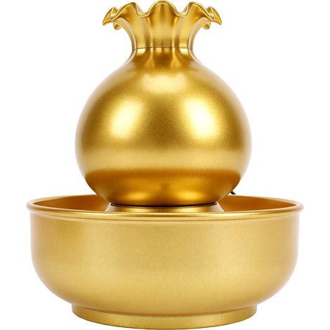 Fontaine d'intérieur en forme de sac d'argent avec lumière LED, décoration Feng Shui, cascade de méditation pour bureau ou salon, couleur or (1/5)