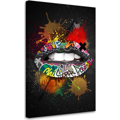 Tableau sur toile Tableau sur toile Bouche Pop Art 40x60 (1/5)