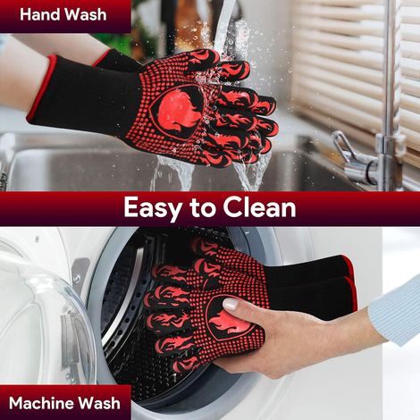 Gants De Cuisine Résistants À La Chaleur - Protection Pour Four Et Barbecue - Design 5 Doigts Flexible - Paire (1/5)