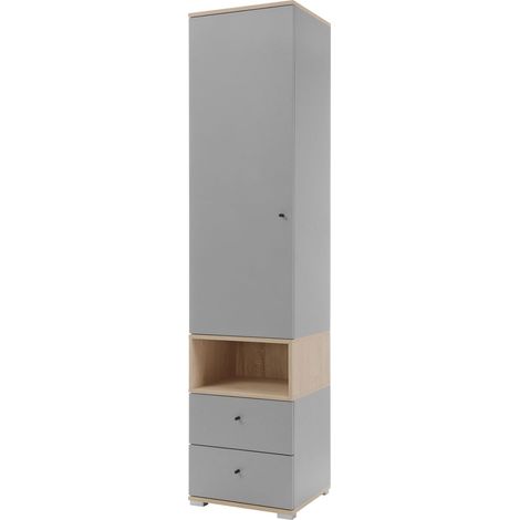 Estantería Ciravie 101 , Con puertas, Cerrable, Con cajones, Aglomerado laminado, Número de puertas: 0, Número de cajones: 0, 195x45x40cm (1/4)