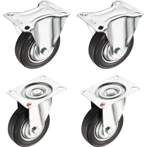 4-Zoll-4-Zoll-Laufrad sur gummi, plaque, 2 lits, étoiles, 154 lbs Tragfähigkeit (1/5)