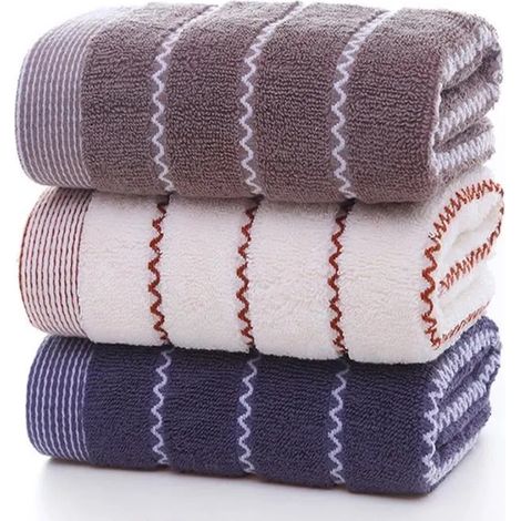 Serviettes de toilette - A - Lot de 3 - Coton - Absorbant - Épais