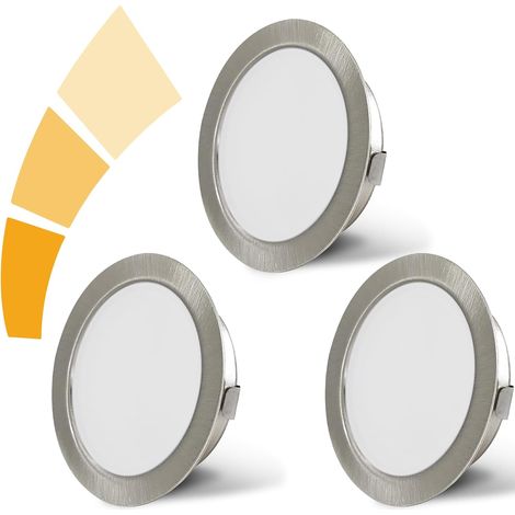 Spot LED Encastrable Dimmable 230V IP44 Spots de Plafond 4000K 55-58mm 4W G4 Spots Plafond Intensité variable Extra Plat 20mm Blanche Neutre pour Hotte de Cuisine Salle de Bain 3PCS Nickel (1/5)