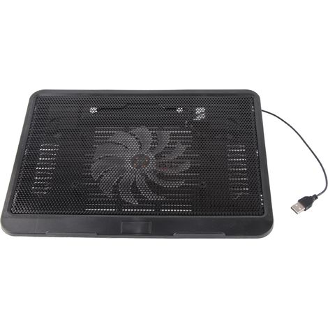 Support de refroidissement pour ordinateur portable avec grand ventilateur et port USB, compatible avec les ordinateurs portables de 14 pouces et moins (noir). (1/5)