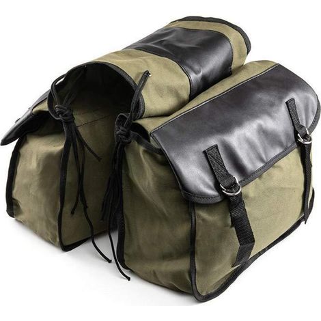 Motorrad Satteltaschen Canvas wasserdicht für Werkzeug & Gepäck, Grün (1/5)