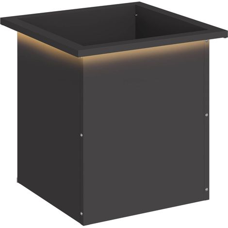 vidaXL Garden Planter with LED Black 40 x 40 x 40 cm Steel