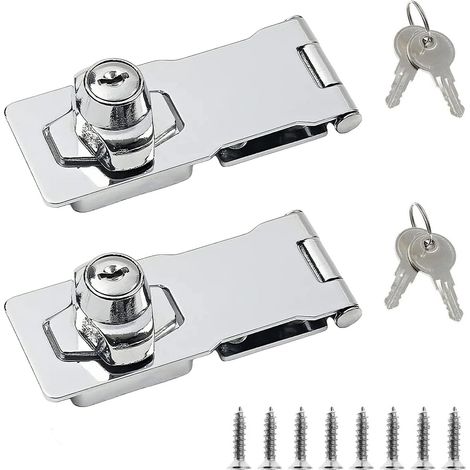 4 cadenas en acier inoxydable - Conviennent aux portes, abris de jardin et armoires (2 emballés individuellement (argent))