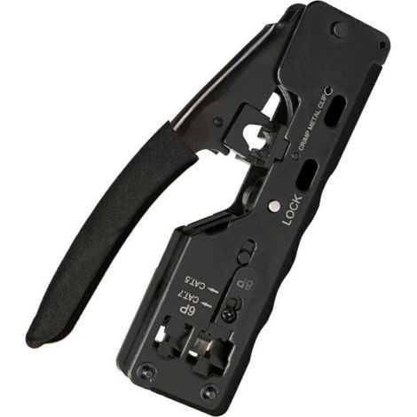 GJ669BK RJ45 Pince à Sertir Outil de Sertissage Outil de Réparation pour Prise Réseau CAT7 RJ45，noir