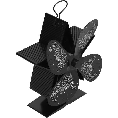 Ventilateur de cheminée à 4 pales, motif Père Noël, pour une distribution optimale de la chaleur et une circulation d'air chaud (noir) (1/5)