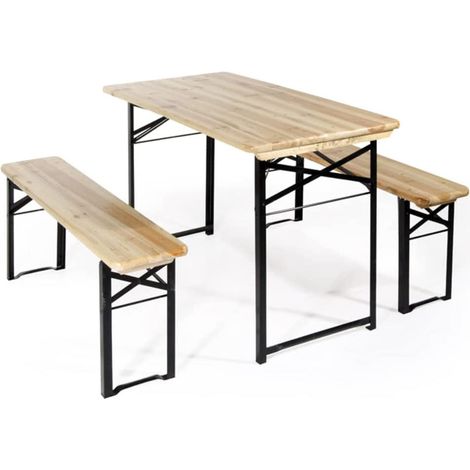 Set Birreria Tavolo e Panche Pieghevoli in Legno Feste Sagre Esterno Verdelook (1/5)