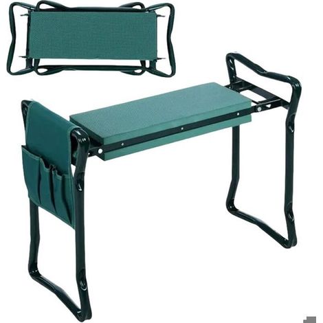 Banc De Jardinage 2 En 1 - 1 Unité - Acier Et Mousse Eva - Pliable Et Portable - Pour Jardinage Et Désherbage - 60x27x49 Cm (1/5)