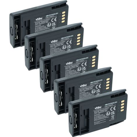 vhbw 5x Akku kompatibel mit Motorola MTP850S, MTP800, CEP400, PTX850, MTP850 Zeon Funkgerät, Walkie Talkie (2200 mAh, 3,7 V, Li-Ion)