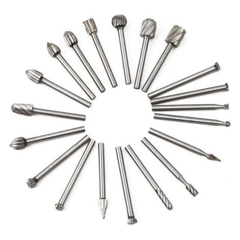 BUNTHAUS Fraises Rotatives - 20Pcs Embouts de Fraisage HSS Fraise Bois Outil de Routage du Bois avec 3mm Tige/Accessoires Outil Rotatif (1/5)