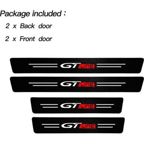 (4 pièces) Seuil de porte latéral autocollant en fibre de carbone,protection anti-rayures et imperméable pour Peugeot 208,308,508,3008,5008 GT Line (1/3)