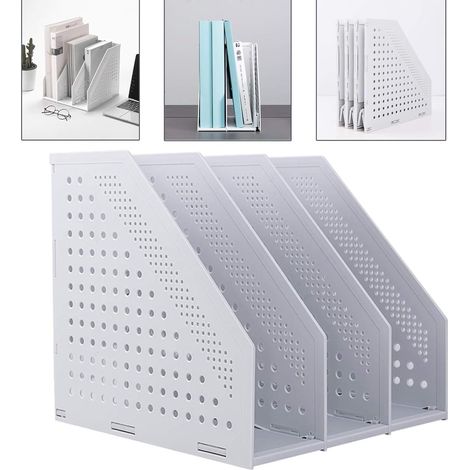 Porte-revues pliable,3 compartiments Porte Revue Bureau Dossier Classeur Rangement Documents Porte Livre pour Bureau École papeterie Document en papier (1/5)