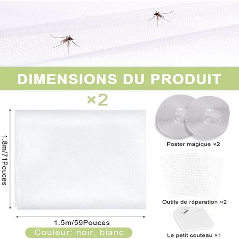 Moustiquaire de Fenêtre Amovible - Filet Anti-Insectes Lavable et Respirant avec Bande Auto-Adhésive pour Protection Efficace (1/5)