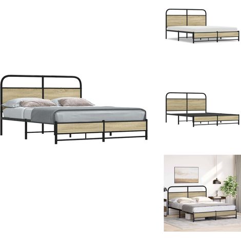 Cadre de lit sans matelas 150x200 cm chêne sonoma - Cadre De Lit - Cadres De Lit - Meuble De Chambre À Coucher - Lit (1/5)